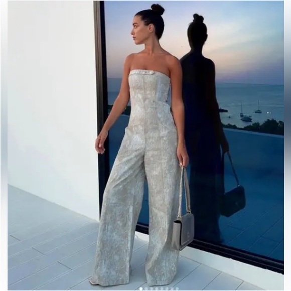 ZARA Printed linen blend jumpsuit 8217/072 - Picture 6 of 14